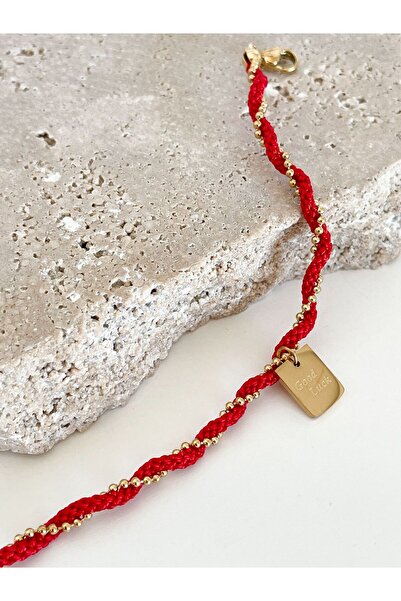 Genel Markalar Çelik Good Luck Kırmızı İp Bileklik