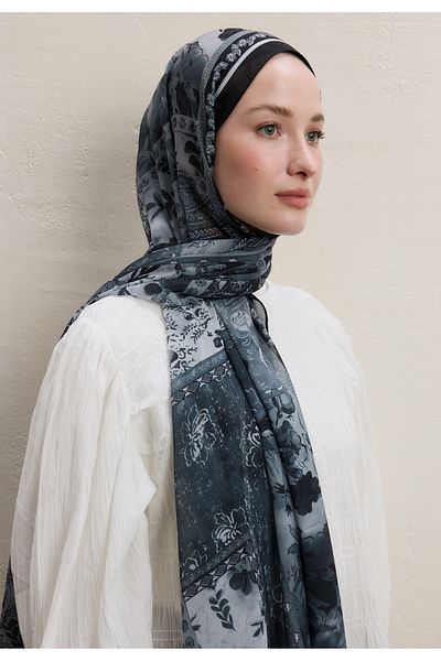 Fresh كارينا نمط الحرير كريب شال أنثراسايت