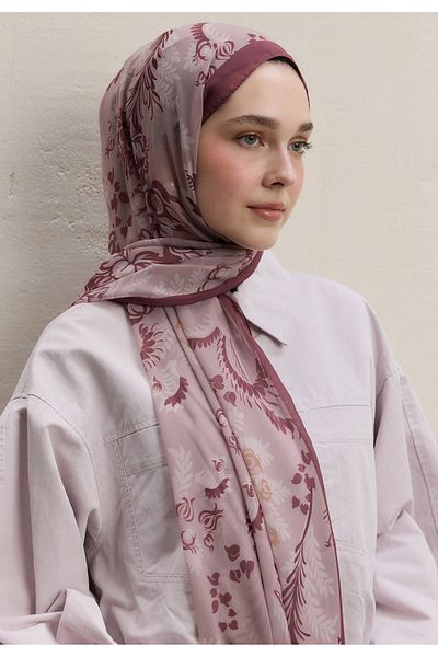 Fresh Rosella Pattern Silk Shawl Rosebud