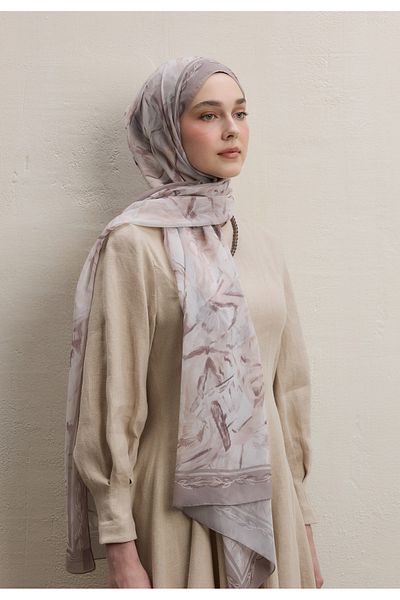 Fresh Margot Pattern Silk Crepe Shawl Beige