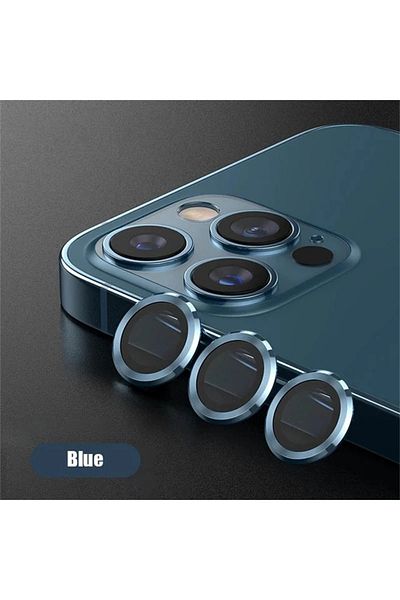 Choice 12 Pro Max(3PCS) Sea Blue 3-2pcs Camera Lens Protector For iPhone 12 13 14 15 Pro Max 13 Mini Metal