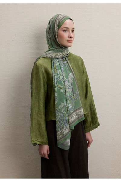 Fresh Silk Shawl and Khaki Luna Pattern
