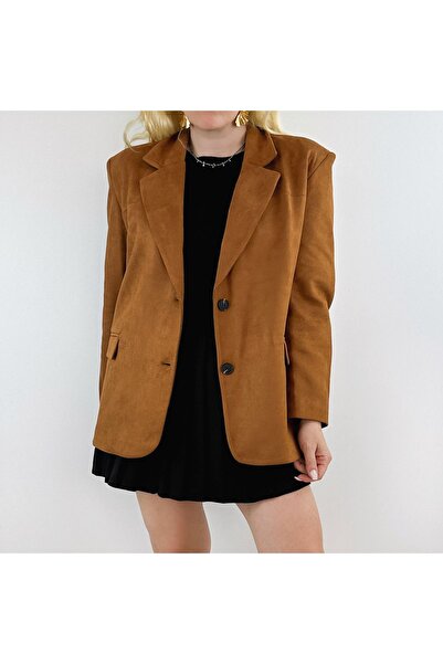 Modaonna Kahverengi süet blazer ceket