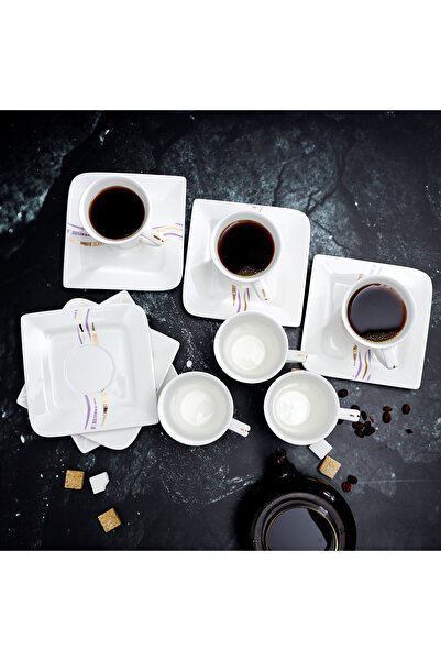 ROYALFORD 12Pcs Bone China Square Cup & Saucer Set, RF4306