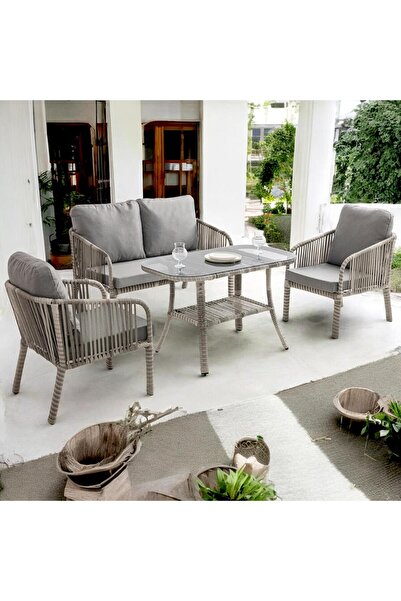 ReHome Capri Swing Artemis İkili Rattan Balkon Bahçe Takımı | Gri