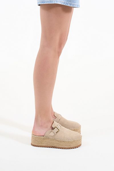 Louis Cardy Γυναικείες παντόφλες Espadrille Elira Beige από γνήσιο δέρμα
