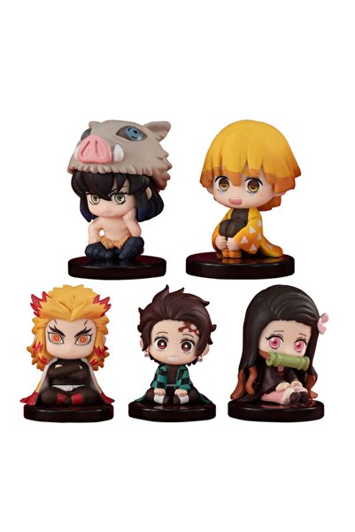 Genel Markalar Q Posket Kimetsu No Yaiba Anıme Manga Figür Oyuncak 4 - 5 Cm - 5 Li Set 1