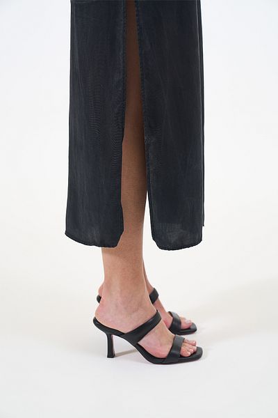 Louis Cardy Valira Black Genuine Leather Women's Heeled Slippers