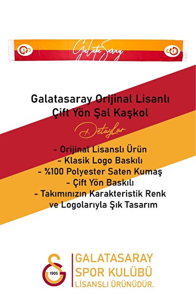 Galatasaray Orijinal Lisanslı Çift Yön Baskılı Şal Kaşkol Atkı Hediyelik Ahşap Kutulu