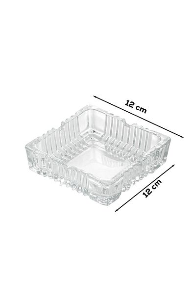 Porsima Klk-02 Crystal Glass Square Ashtray - Transparent Luxury Ash Tray 12X12 cm