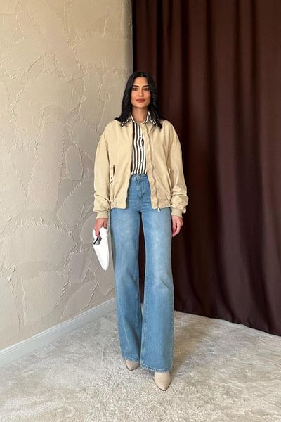 modaserdem Light Khaki Piece Bomber Jacket