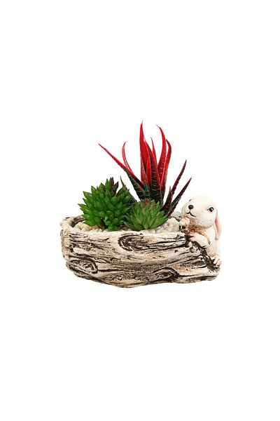 Ella Home Italia Bunny Arrangement, Green, Plastic, 15Cm - Green, Plastic, 15cm