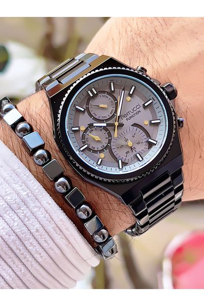 Ferrucci Men's Wristwatch with Steel Cord Function 3 Atm Waterproof with 2 Years Warranty+Bracelet as a Gift