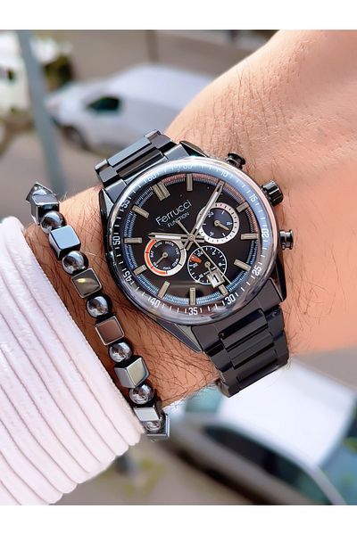 Ferrucci Men's Wristwatch with Steel Cord Function 3 Atm Waterproof with 2 Years Warranty+Bracelet as a Gift