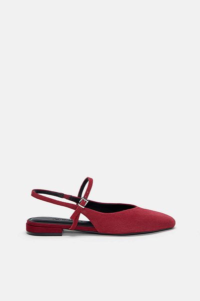 Pull & Bear Leather slingback ballet flats