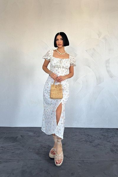 REKA MODA Lilac Floral Summer Dress