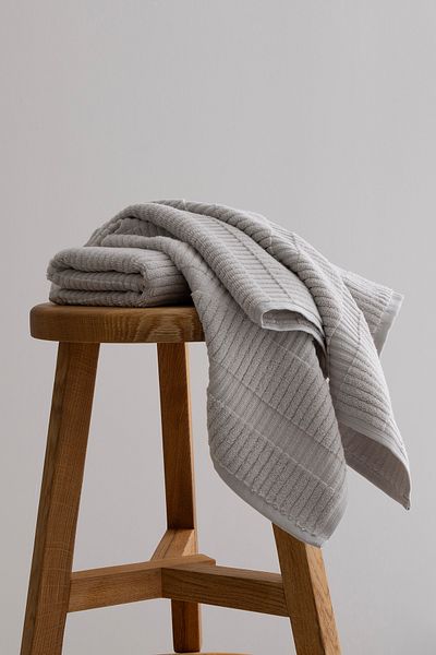 Koza Home Ivory Grey Bordered Micro Fiber 100% Cotton 2-Piece Bath Towel Set 50 X 90 - 70 X 140 1102A