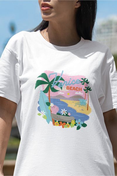 SUNFREE Popular Trend Venice Beach Printed Women's Oversize Tshirt