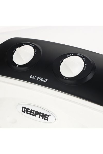 Geepas 70 liter Air Cooler Equipped with Honeycomb Pads, Specially Designed Grill, Cool Flow Dispenser
