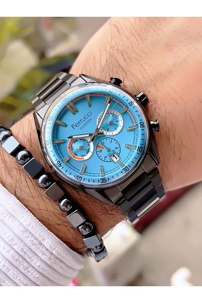 Ferrucci Men's Wristwatch with Steel Cord Function 3 Atm Waterproof with 2 Years Warranty+Bracelet as a Gift