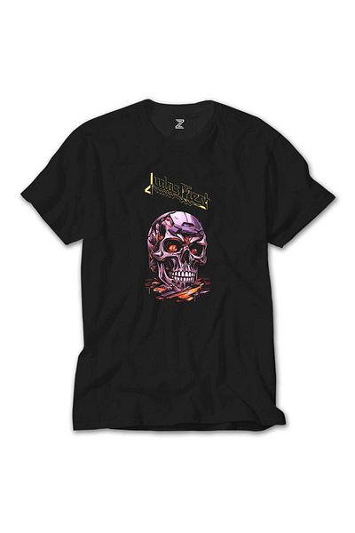 Z zepplin Judas Priest Modern Skeleton Black T-Shirt