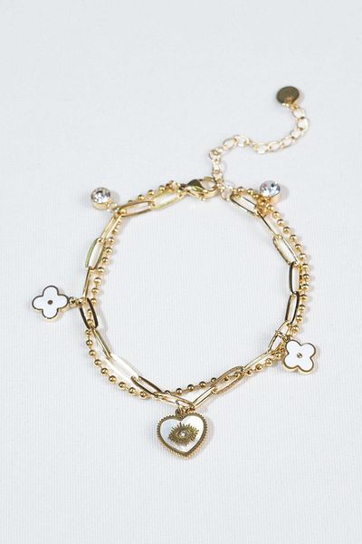 SHERIN Heart Diamond Stone Gold Bracelet