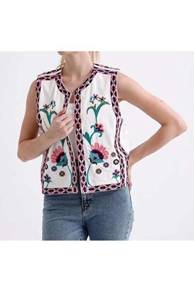 MİSS MİLLİON Embroidered Linen Women's Vest