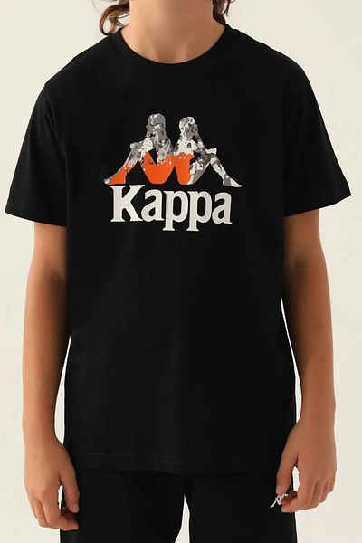 Kappa تي شيرت للأولاد برقبة دائرية مصنوع من القطن بنسبة 100%