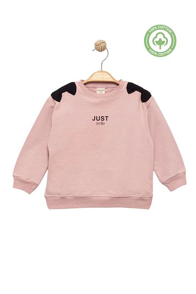Divonette Girl's 100% Cotton Pink Sweatshirt with Bow Detail - Stylish and Comfortable Girl's Clothing