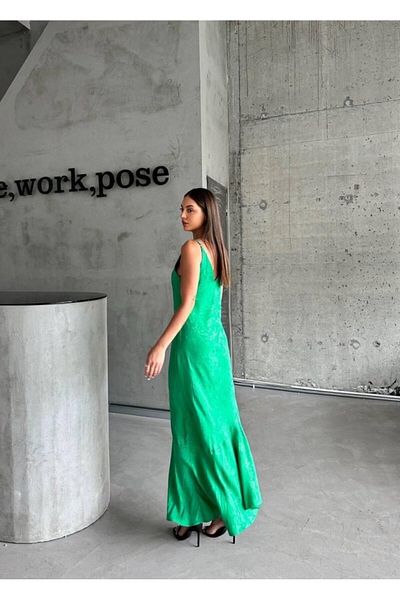 COTTONLAB ROCHIE JACQUARD SATINATĂ ASIMETRICĂ - Verde