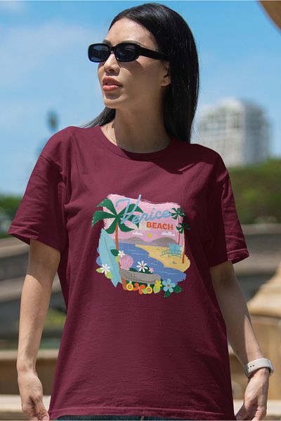 SUNFREE Popular Trend Venice Beach Printed Women's Oversize Tshirt