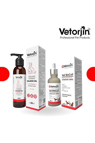Vetorjin Kedi Köpek Deri Tüy Sağlığı Destekleyici Set Somon Balık Yağı 200 ml...
