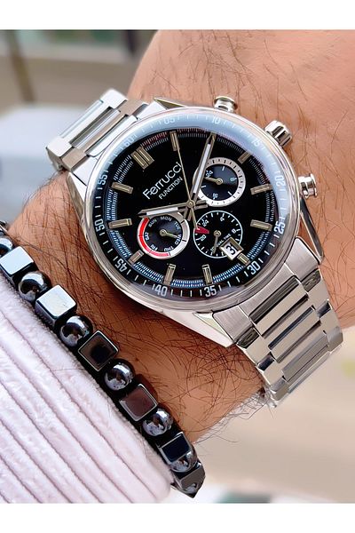 Ferrucci Men's Wristwatch with Steel Cord Function 3 Atm Waterproof with 2 Years Warranty+Bracelet as a Gift