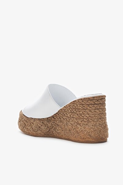 Louis Cardy Gebb White Genuine Leather Women's Wedge Heel Slippers