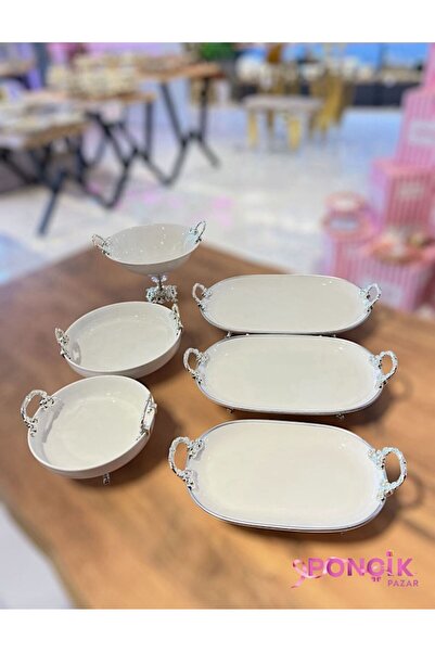 PONCİKPAZAR طقم تقديم كبير مكون من 6 قطع