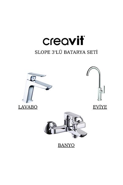 Creavit Slope Faucet Set 3-Piece Bathroom-Washbasin-Sink