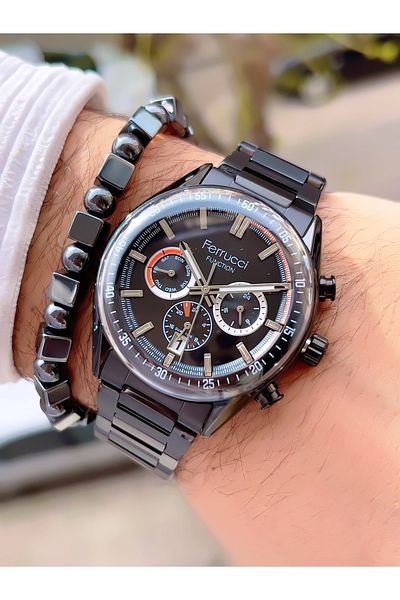 Ferrucci Men's Wristwatch with Steel Cord Function 3 Atm Waterproof with 2 Years Warranty+Bracelet as a Gift