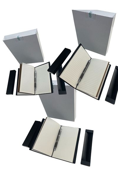 Kerem ofis Leather 3 Inner Notebook and Pen Set, Plain and Lined Checked with Rubber Lock