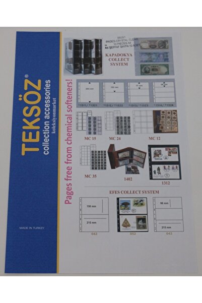 Koleksiyon Market - Teksöz Teksöz-8805/1-tek Bölmeli A4 Şeffaf Sayfa - 10 Ade...