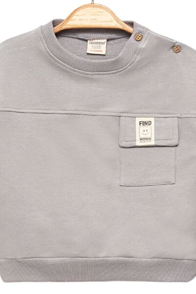 Divonette Baby Boy Black Tracksuit with Pockets and Gray Sweatshirt Set - Children's Clothing