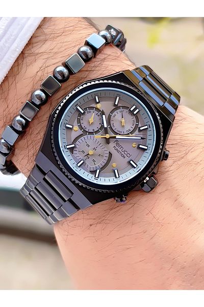 Ferrucci Men's Wristwatch with Steel Cord Function 3 Atm Waterproof with 2 Years Warranty+Bracelet as a Gift