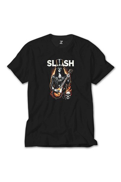 Z zepplin Μαύρο μπλουζάκι με λογότυπο Slash Guitarist Skull