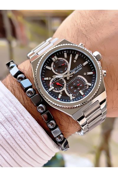 Ferrucci Men's Wristwatch with Steel Cord Function 3 Atm Waterproof with 2 Years Warranty+Bracelet as a Gift