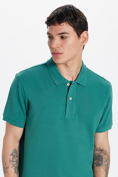 Tudors Ανδρικό T-shirt Slim Fit Slim Fit 100% βαμβακερό πράσινο γιακά πόλο