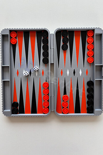 3D SerArt Özel Cep Boy 3D Üretimi Plastik Tavla Seti 21x13cm Kapalı Hali