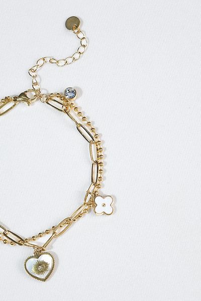 SHERIN Heart Diamond Stone Gold Bracelet