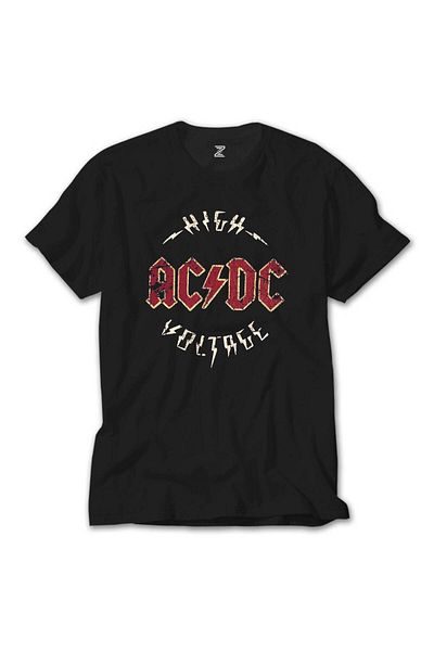 Z zepplin Vintage μαύρο μπλουζάκι με λογότυπο Ac Dc