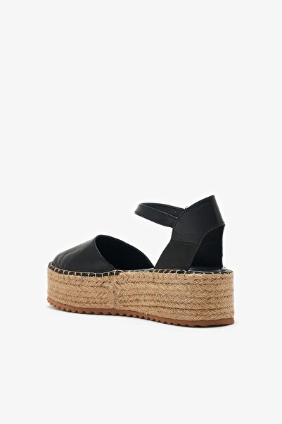Louis Cardy Lobo Black Genuine Leather Women's Espadrille Sandals