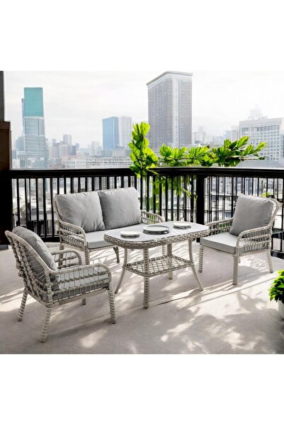 ReHome Capri Swing Pisa Ikili Rattan Bahçe Balkon Oturma Grubu | Gri | 750