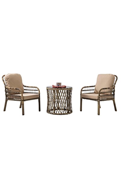 ReHome Capri Swing Pisa Tekli Rattan Balkon Oturma Grubu | Açık Kahve | 703